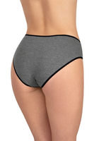 Vivisence Woman Briefs Cotton Midi Bikini Smooth Underwear 4016 5-Pack, black elastic: grey/grey/graphite/pink/navy blue