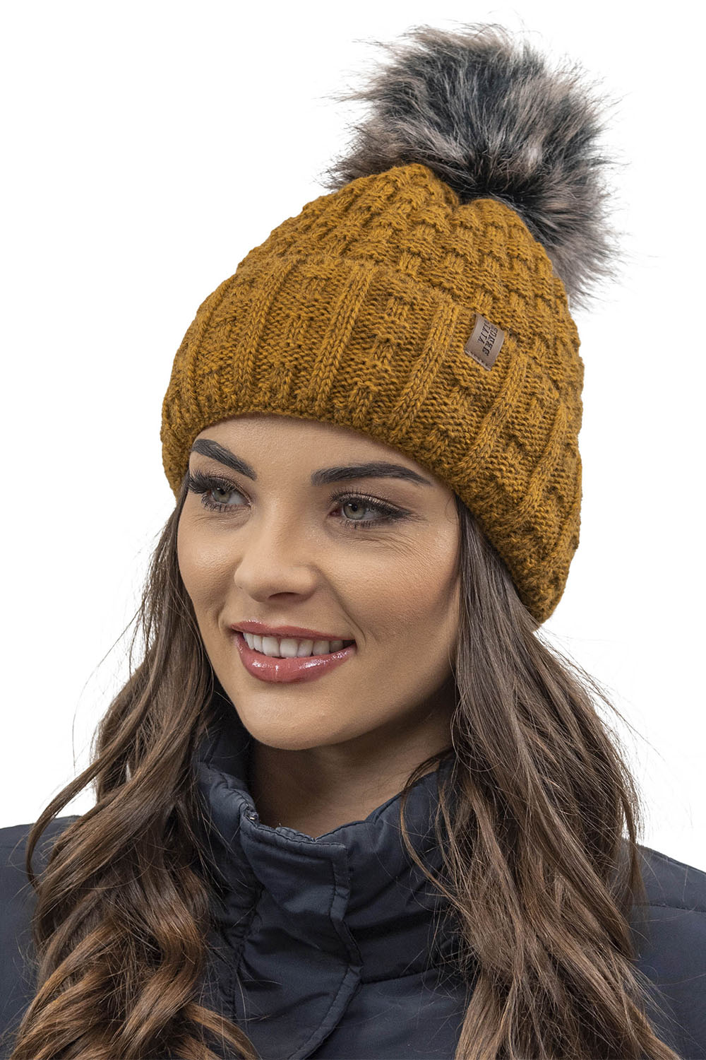 Vivisence Wintermütze mit Bommel Damen Warmes Ideal Für Kalte Wintertage 7015, dunkelgelb