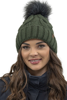 Vivisence Bonnet Femme Et Écharpe Pour L'automne et L'hiver À Pompon Cache-cou Ensemble Classique En Fils Chauds Avec Doublure En Polaire Parfait Pour Les Journées Froides 7014, vert