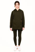 Vivisence Damen Leggings Und Hoodie Set Baumwollmix Mit Stretch Für Alltag, Grün