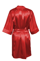 Vivisence Damen Satin Kimono Mit Bindegürtel Für Bequemen Komfort Zuhause, Rot