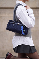 Vivisence Shoulder Bag for Women Polyester Suede Effect Everyday Handbag, dark blue