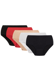 Vivisence Unterhosen Damen Slip Hohem Bund Unterwäsche Glatt Komfort und Bequemlichkeit Klassischer Musterloser Slip für Frauen 4001, schwarz/rot/beige/weiß/dunkelblau