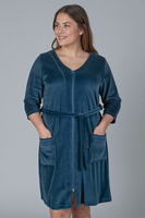 Vivisence Femme Robe de Chambre Coton Fermeture Éclair Confort à la Maison 5011, turquoise foncé