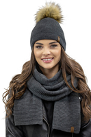 Vivisence Knitted Scarf For Women Wide Warm Soft Elegant Sporty Winter 7041S, dark grey