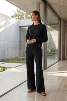 Vivisence Femme Ensemble de Survêtement Sweat Et Pantalon Tissu Extensible Confort Quotidien, noir