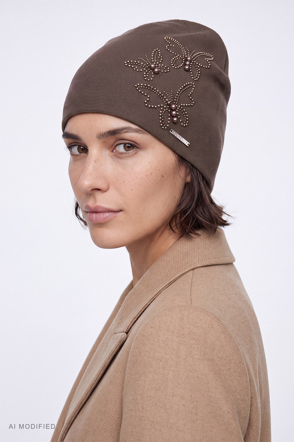 Vivisence Damen Mütze Beanie Strickmütze Acryl Viskose, braun
