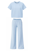 Vivisence Femme Ensemble De Détente Maille Douce Et Élastique Confort Quotidien, bleu ciel