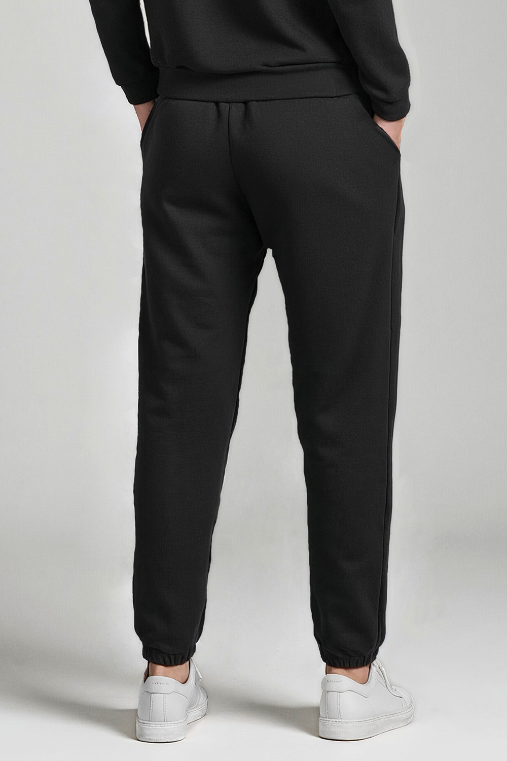 Vivisence Pantalon De Survêtement Femme Confortable Ceinture Élastique Poignets Côtelés Poches Latérales Tissu Doux Coton Mélangé Pour Détente Maison Sport Look Quotidien 9104, noir