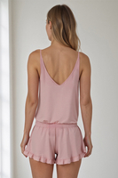 Vivisence Women's Pyjama Set Viscose V-Neckline Decorative Bow 2044, Pink