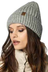 Vivisence Classic Women’s Hat for Autumn and Winter Perfectly Fitted with Turned-Up Hem Made from Warm Ribbed Yarn Lightweight Design Without Fleece Lining, light grey