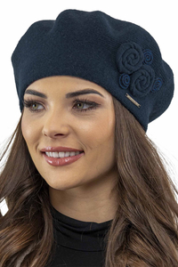 Vivisence Wool Beret For Women Protection Against Cold For Chilly Days 7037, dark blue