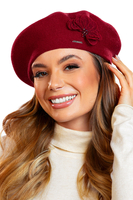 Vivisence Elegant Women's Winter Set Classic Beret And Matching Wool Scarf Made From Warm And Soft Fabric Ideal For Cold Winter And Autumn Weather, maroon