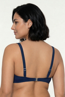 Vivisence Womens Underwire Swim Bra Non Padded with Tie Front Adjustable Straps for Full Bust Support, navy blue