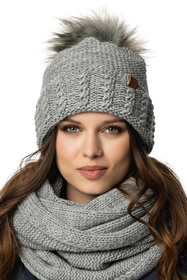 Vivisence Women's Pom Pom Hat Fleece Lined Perfect Fit Extra Warm, light grey