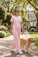 Vivisence Damen Hausanzug Zweiteiler Weiche Elastische Jersey Komfort Für Alltag, rosa
