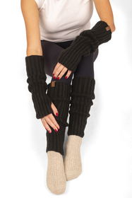 Vivisence Femme Gants Hiver Tricot Maille Extensible Douce Chaleur Confort, noir