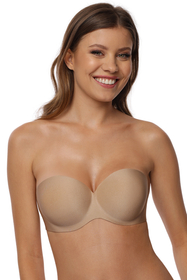 Vivisence Femme Soutien-Gorge Bandeau Sans Bretelles et Sans Dos avec Bretelle Amovible Balconnet pour de mariée de Bal Robes Robes de soirée Robes 1065, beige