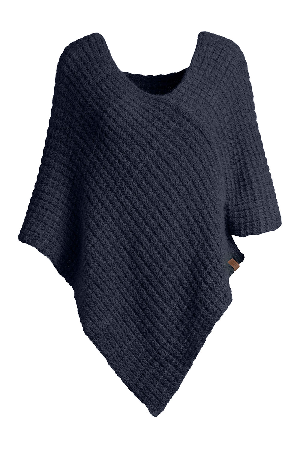 Vivisence Women Poncho Asymmetric Knit Soft Touch Comfort For Layering, dark blue
