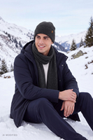 Vivisence Herrenschal Merino Wolle Seide Herren Feinstrick Accessoire, dunkelgrau
