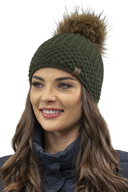 Vivisence Bonnet À Pompon Femme Chaud Et Confortable Pour Les Journées Froides 7016, vert