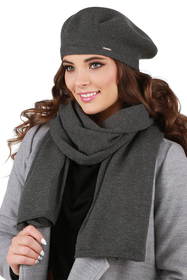 Vivisence Béret Et Écharpe Femme Pour L'automne et L'hiver En Laine Et Acrylique Ensemble Chic Pour L'Hiver Accessoire Mode Durable Pour Cadeau Parfait Confort Et Élégance 7005Kmpl, gris clair