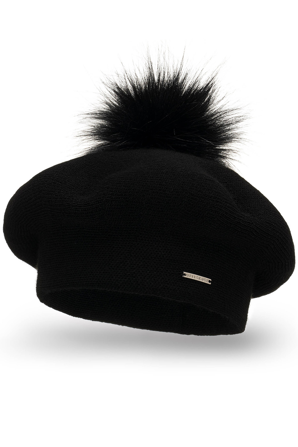 Vivisence Damen Baskenmütze Warm und Gemütlich Kälteschutz Komfort Bommel 7035, schwarz