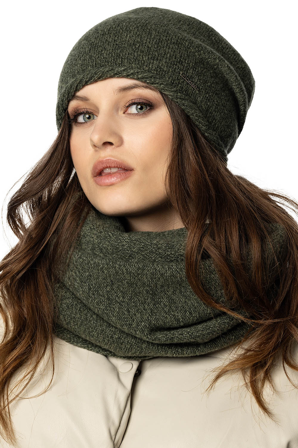 Vivisence Women's Winter Set Including Hat Scarf And Gloves With Perfect Fit Design Warm And Soft Woolen Yarn Insulated Lining Ideal For Cold Winter And Autumn Days, green melange