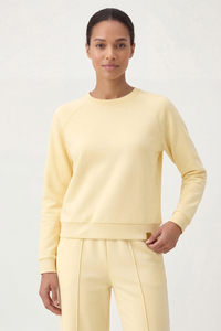 Vivisence Sweatshirt Damen Mit Rundhalsausschnitt Aus Baumwolle Langer Ärmel Bequemer Schnitt, bananig
