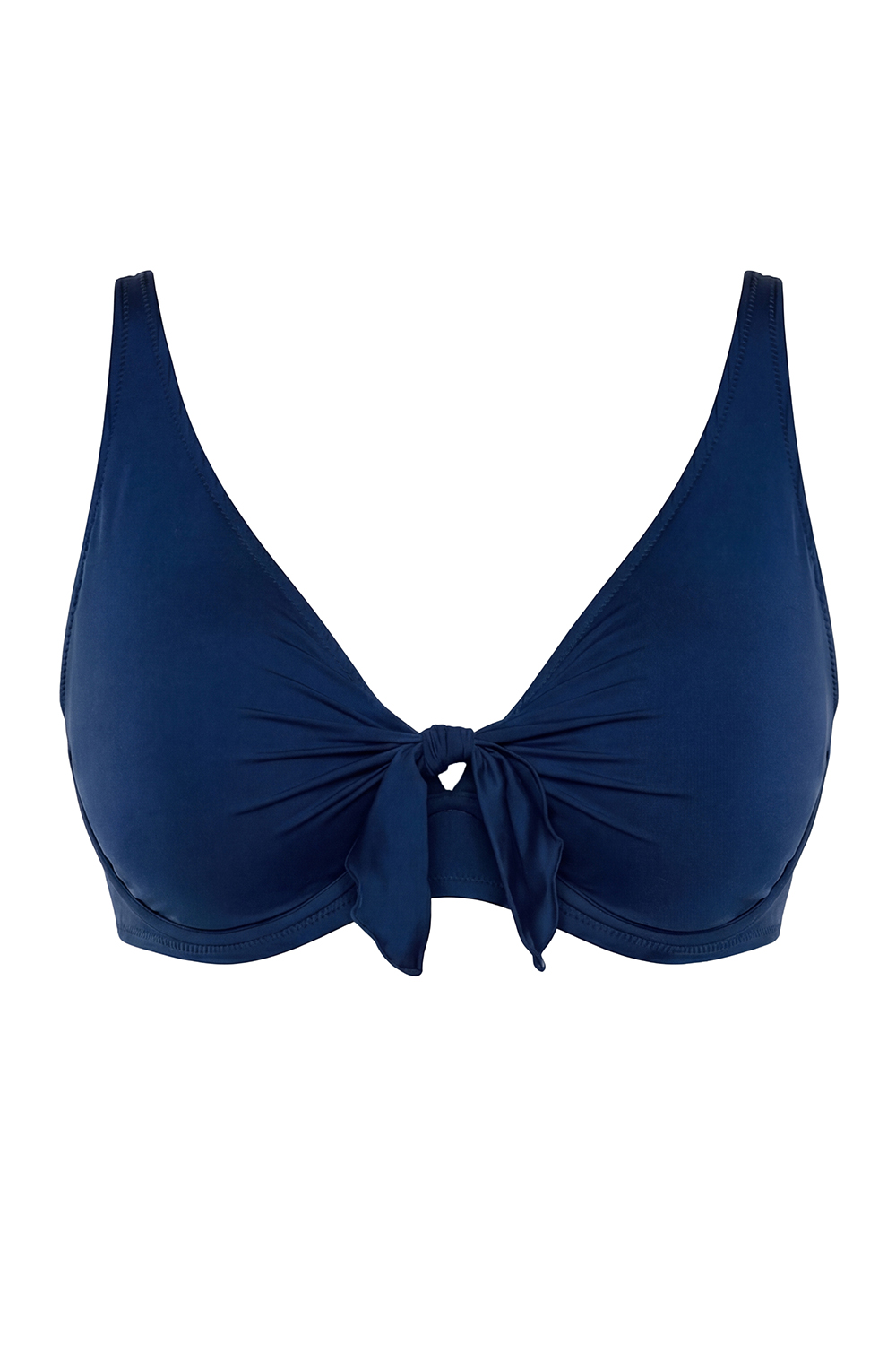 Vivisence Womens Underwire Swim Bra Non Padded with Tie Front Adjustable Straps for Full Bust Support, navy blue