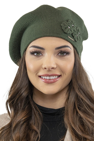 Vivisence Béret Élégant Avec Fleur Pour Femme Chaud Accessoire Automne Hiver 7006, vert
