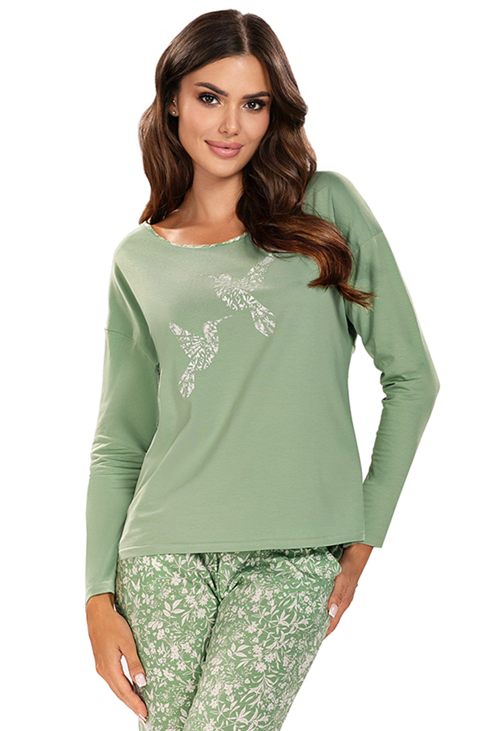 Vivisence Dame Schlafanzug 2-teiliges Set Pyjama Bluse Hose Gemustert 2025,