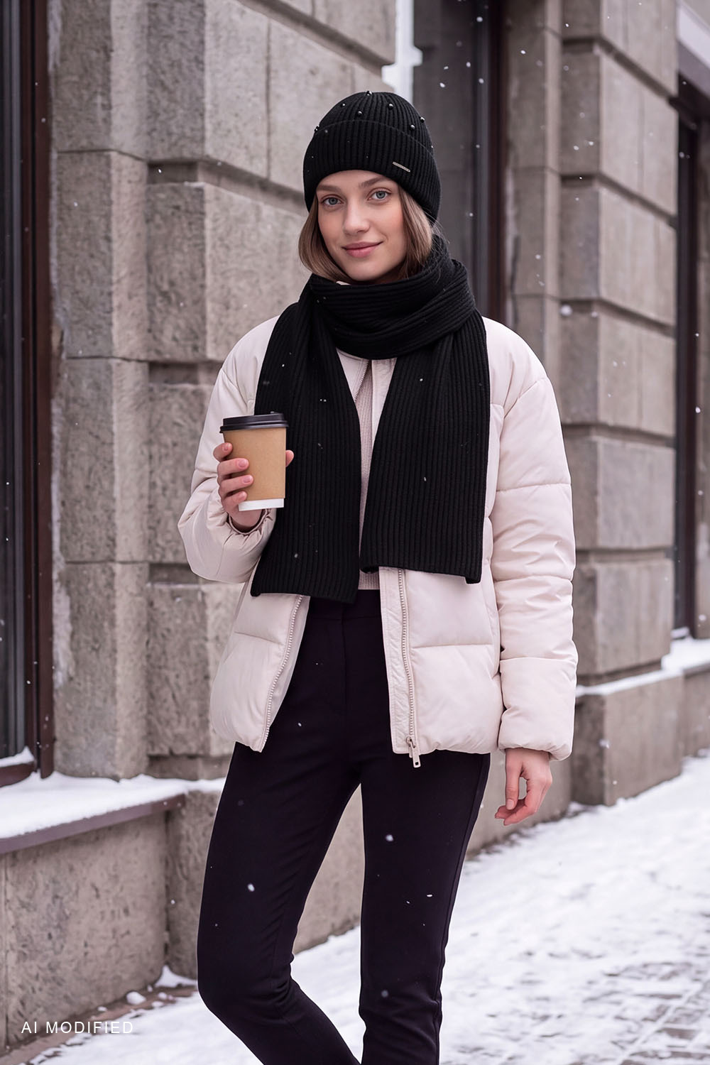 Vivisence Damenschal Merinowolle Kaschmir – Klassischer Rippenschal, schwarz