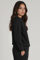 Vivisence Femme Sweat Col Rond Maille Douce Confort Toute La Journée, noir