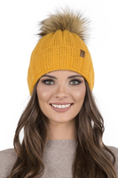 Vivisence Bonnet À Pompon Femme Doublé En Polaire Avec Pompon En Fausse Fourrure 7019, miel