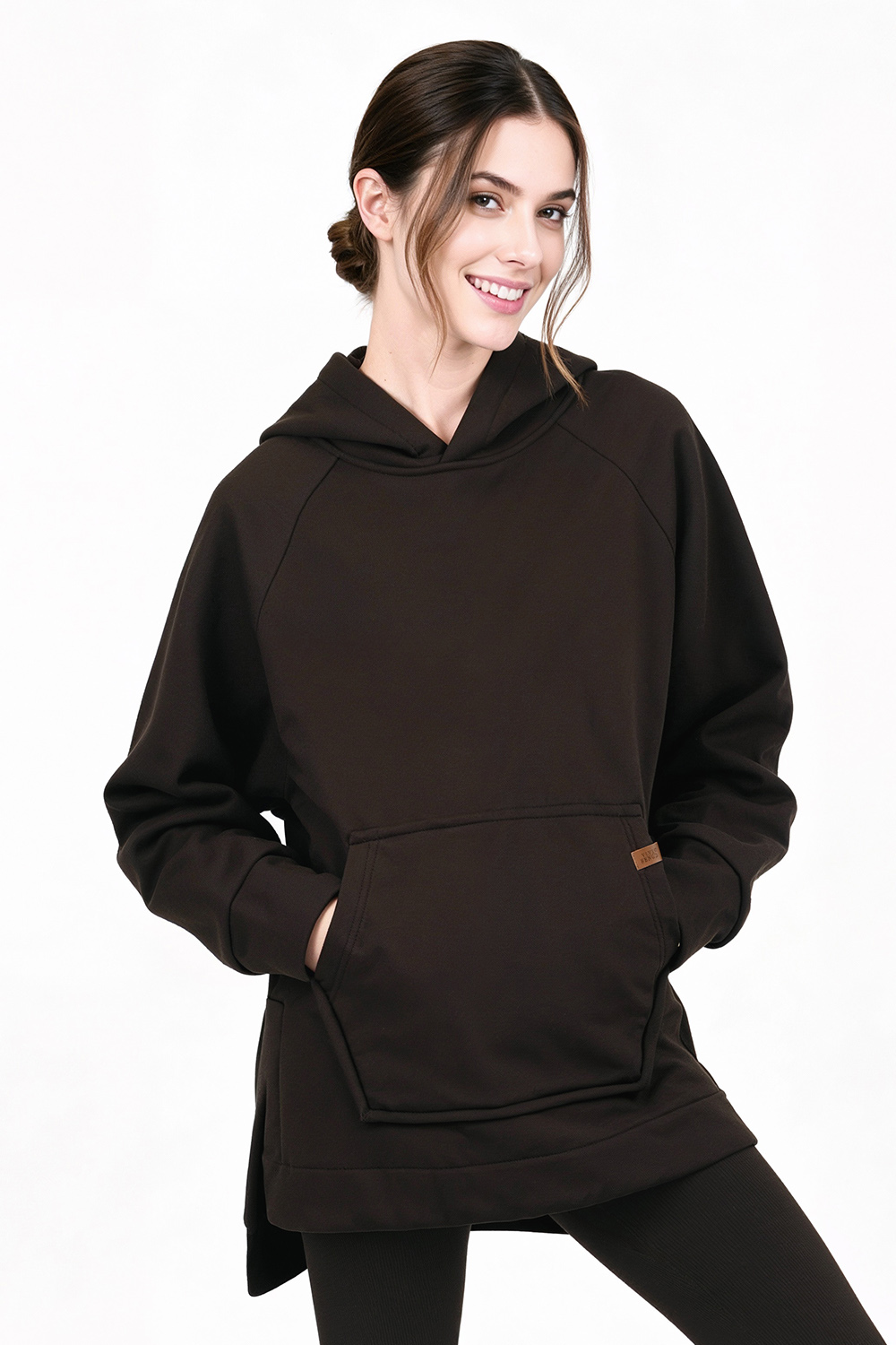 Vivisence Femme Sweat À Capuche Coton Élasthanne Confort Quotidien Douceur, marron