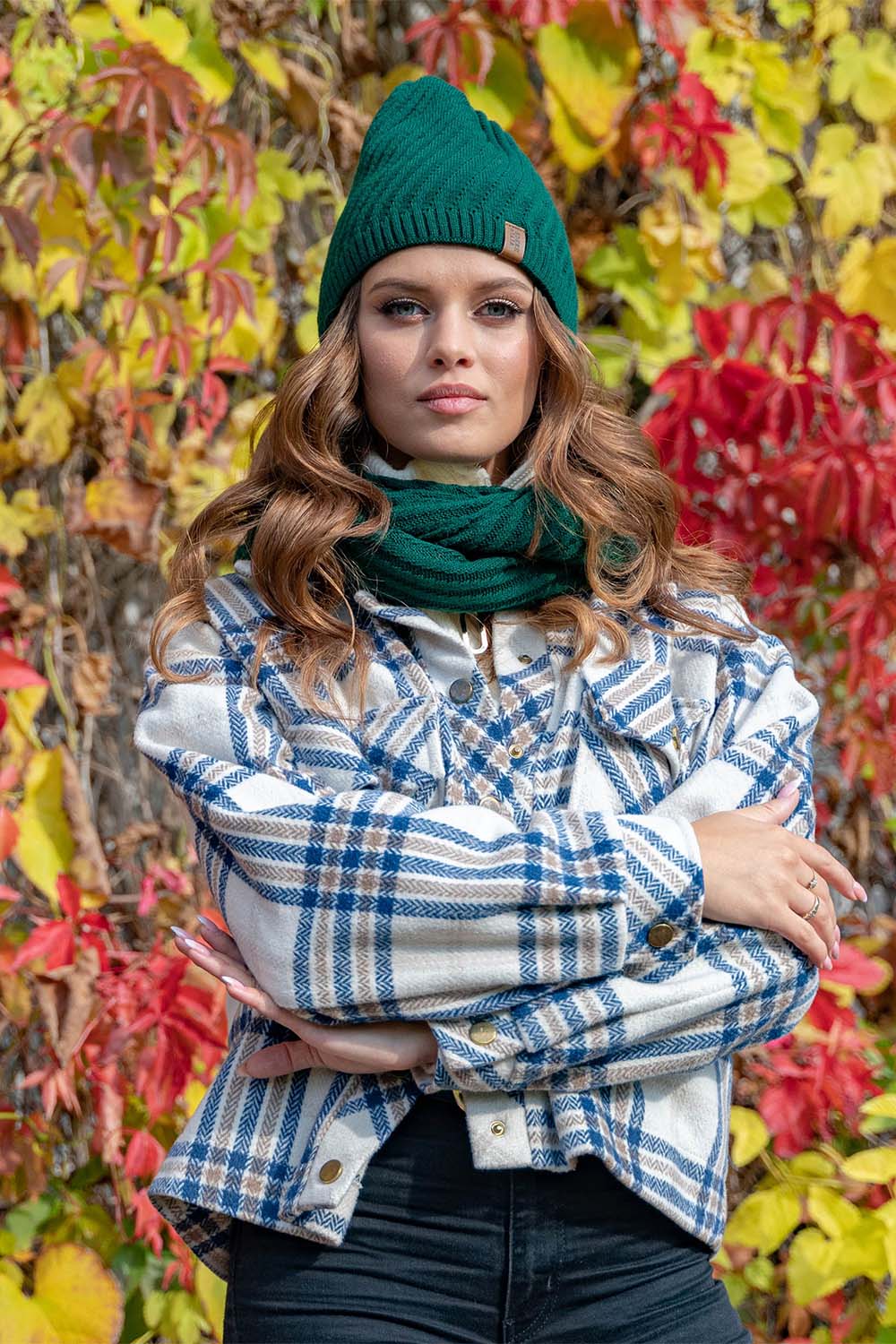 Vivisence Damen Loopschal Zweifach Gefaltet Ideal Für Kalte Wintertage 7017S, grün