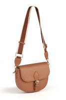 Vivisence Damen Schultertasche Magnetverschluss mit Zierstreifen, Braun