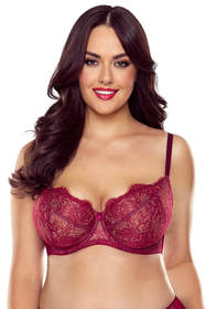 Vivisence Soft-BH Spitze Geblümt mit Schleifchen Elegant Und Komfortabel 1059, weinrot