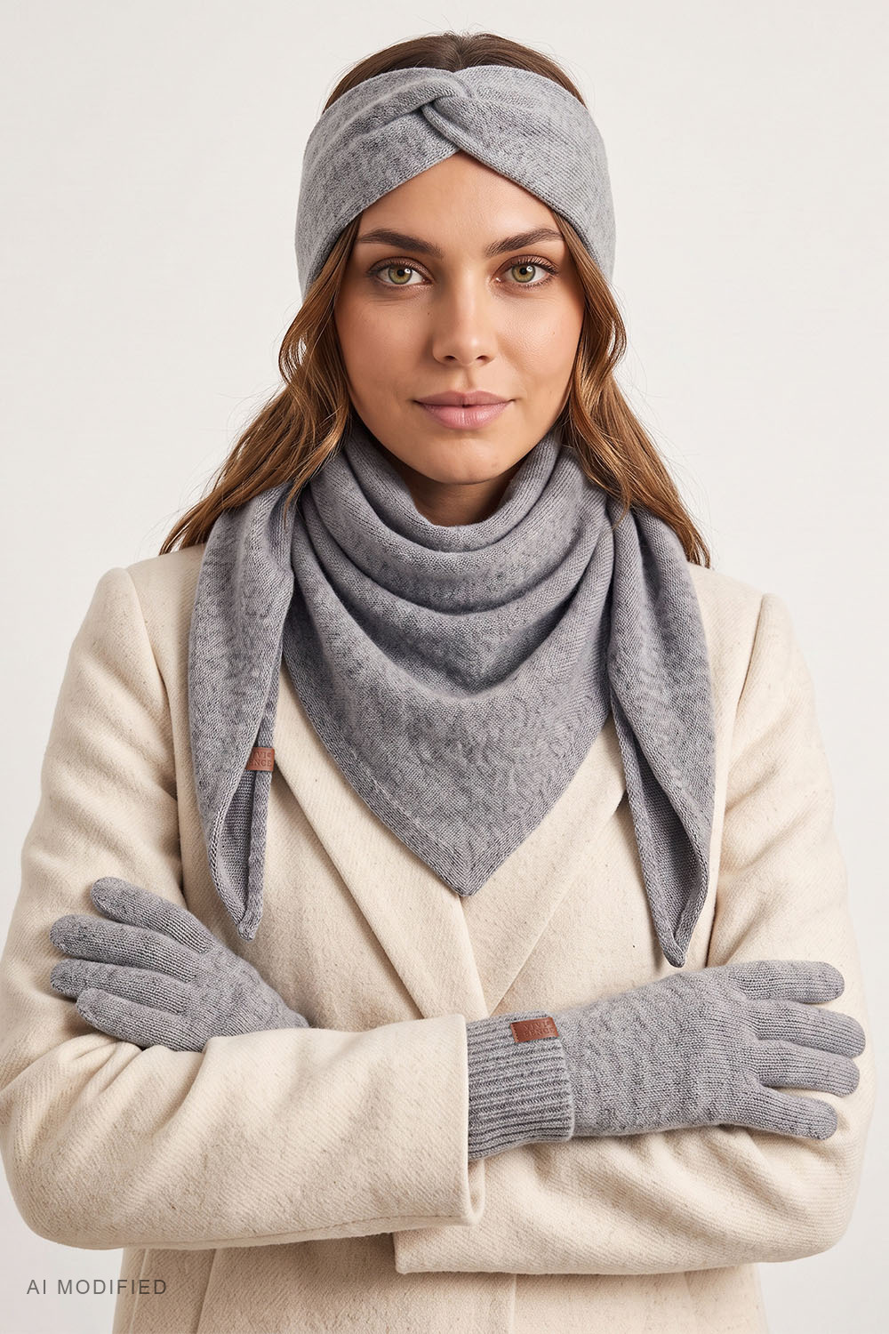 Vivisence gants femme tricotés avec poignet côtelé chauds et extensibles, gris