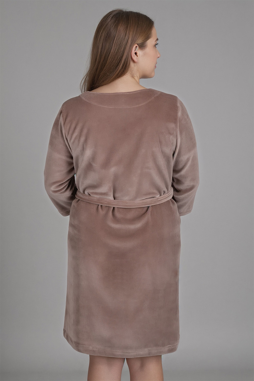 Vivisence Femme Robe de Chambre Coton Fermeture Éclair Confort à la Maison 5011, beige