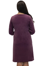 Vivisence Robe with Pockets Cotton Zipper Closure Comfortable To Wear At Home 5027, purple