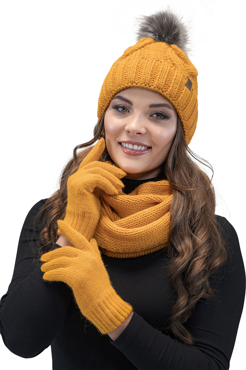 Vivisence Écharpe Tube Tricotée Femme Chaude Et Confortable Pour L’Hiver 7103, miel