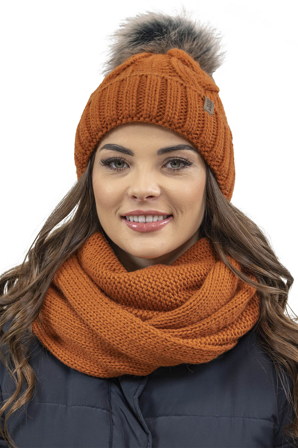 Vivisence Winter Hat With Pom Pom For Women Warm Ideal For Cold Days 7014, orange