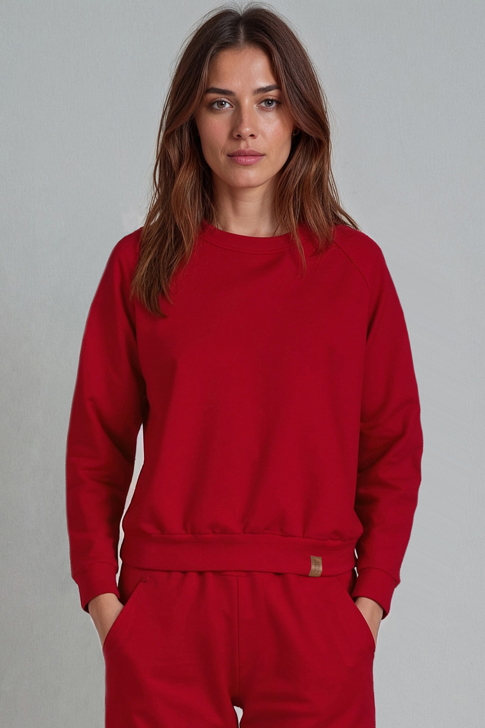 Vivisence Femme Sweat Col Rond Maille Douce Confort Toute La Journée, rouge