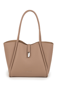Vivisence Damen Schultertasche Mit Magnetklappe Und Kosmetiktasche Für Den Alltag, Beige