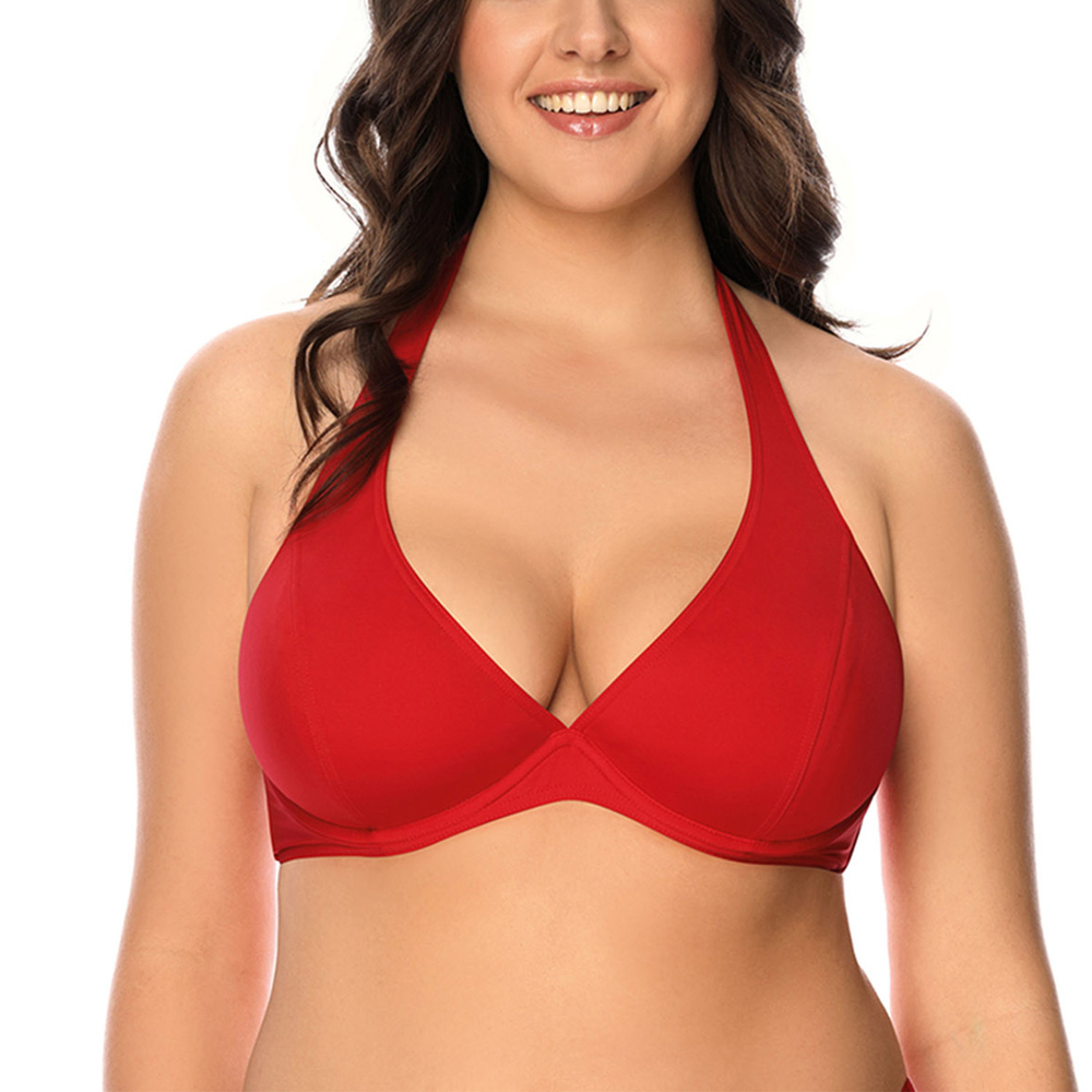 Vivisence Dame Bikini BH Oberteil Soft Musterlos Bademode Strandmode 3215, rot