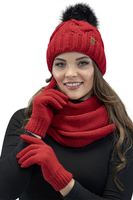 Vivisence Bonnet À Pompon Femme Chaud Et Doux Idéal Pour L’Hiver 7014, rouge