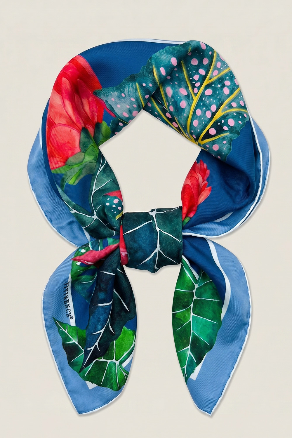 Vivisence Women Silk Scarf Hand Rolled Edges Versatile Year Round Style, blue/red/green