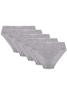 Vivisence Woman Briefs Cotton Midi Bikini Smooth Underwear 4016 5-Pack, grey elastic: grey 5-pack